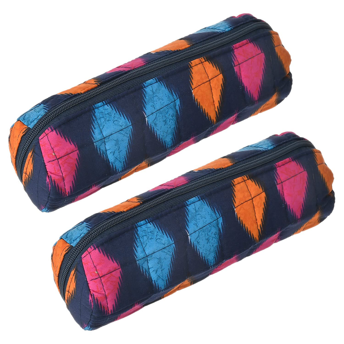 Heart Home Navajo Printed Single Rod Cotton Bangle Organizer/Case/Holder/Pouch- Pack of 2 (Blue)-50HH0774