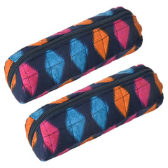 Heart Home Navajo Printed Single Rod Cotton Bangle Organizer/Case/Holder/Pouch- Pack of 2 (Blue)-50HH0774