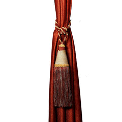 Kuber Industries Beads Beautiful Design Polyester 6 Pieces Curtain Tie Back Tassel Set (Light Brown) CTKTC33544