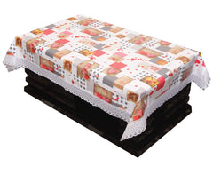 Heart Home 40"x60" Heart Design PVC Waterproof, Antislip & Wipe Clean Center Table Cover for 4 Seater (White & Red)-HS43HEARTH25566