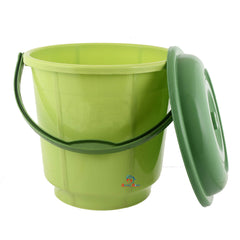 Heart Home Unbreakable Virgin Plastic Strong Bathroom Bucket with Lid 18 LTR (Green)-Pack of 2-HHEART15239