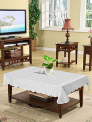 Heart Home Seamless Elegant Printed Cotton 4 Seater Center Table Cover,40"x60" (White)-44HH065