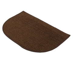 Kuber Industries D Shape Strips Design Microfiber Non-Slip Door Mat for Outdoor, Indoor 21 in. x 13 in. (Brown)