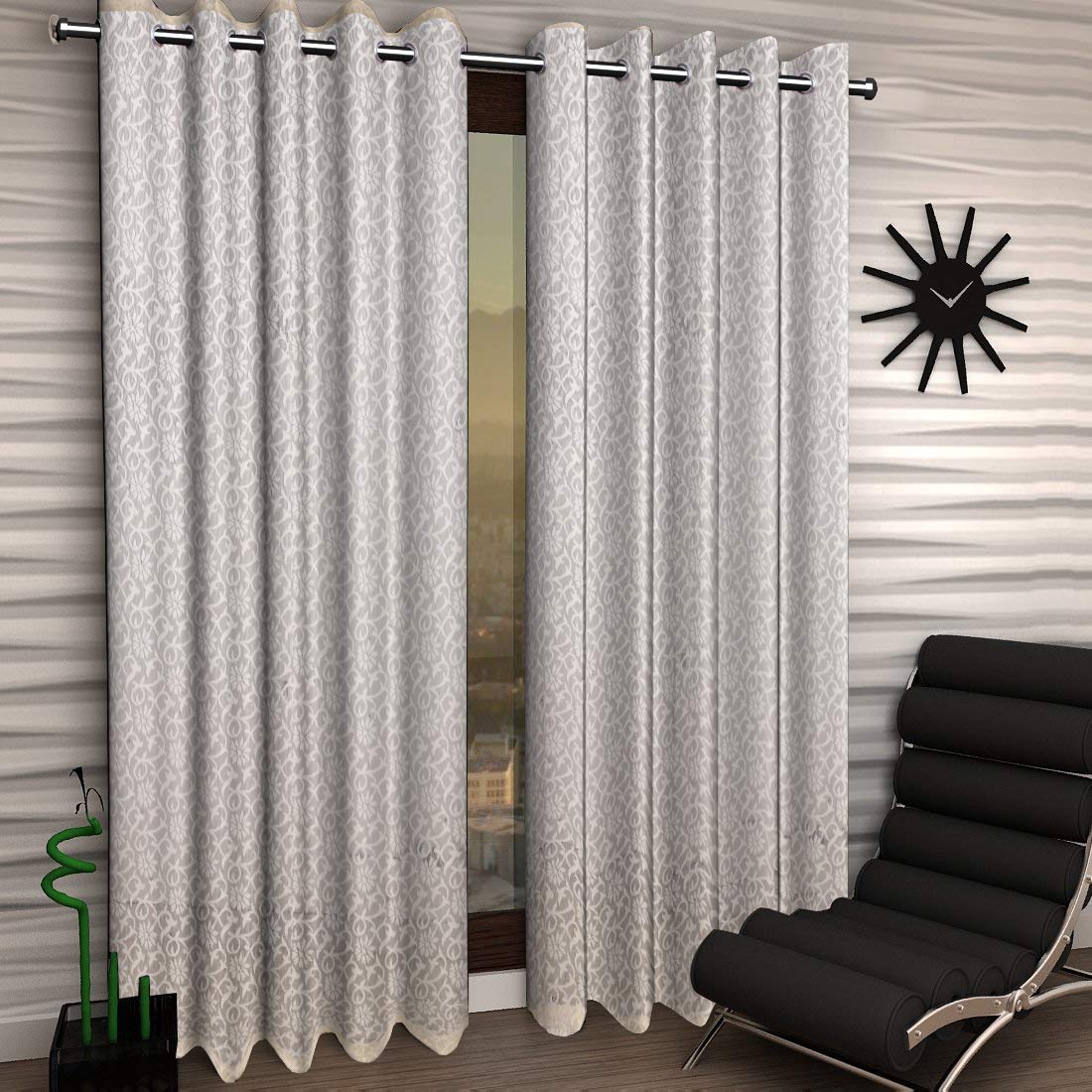 Kuber Industries Cotton 7 Feet Eyelet Door Curtain -Ctktc029623, Off White