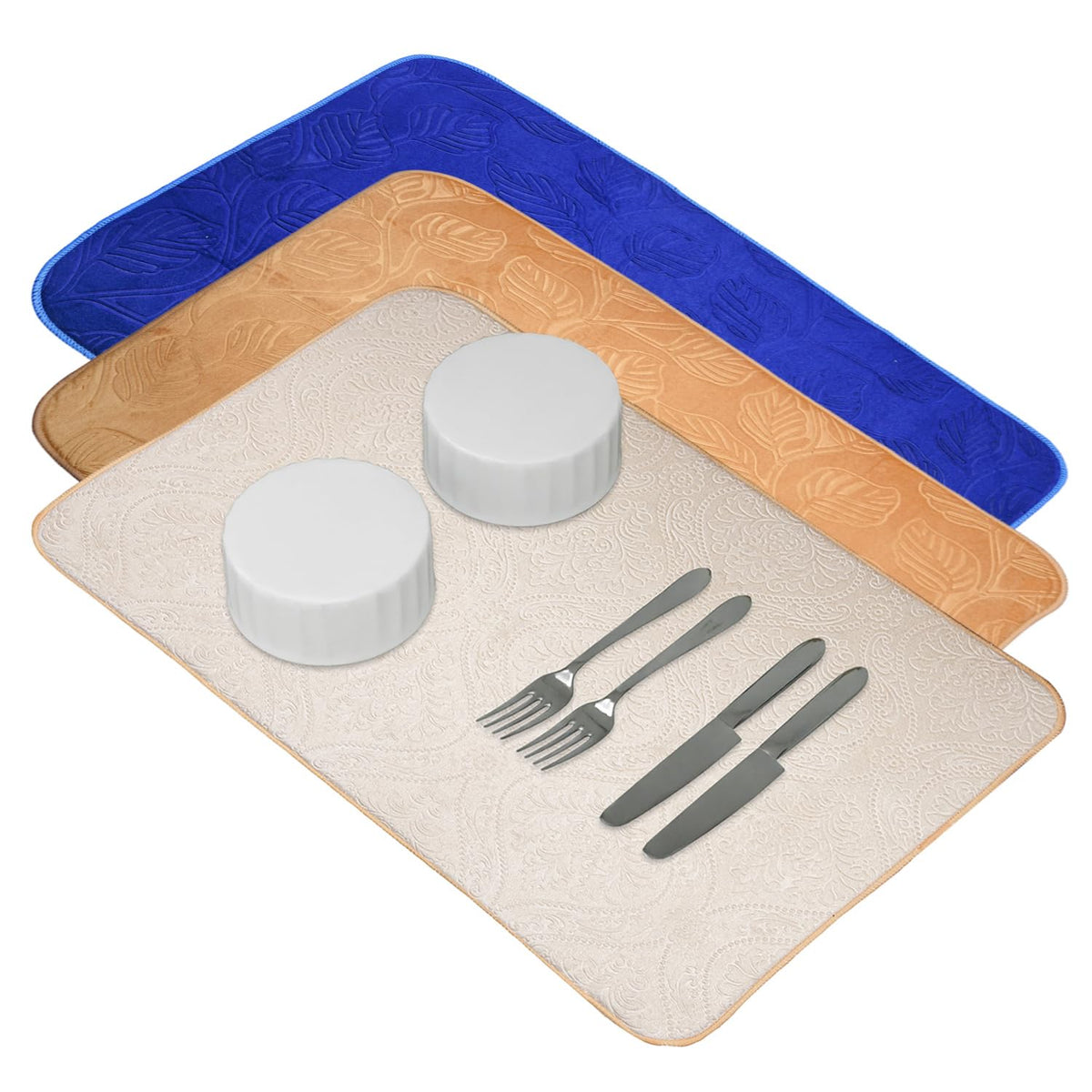 Kuber Industries Dish Dry Mat | Microfiber Self Drying Mat | Kitchen Drying Mat | Water Absorbent Kitchen Mat | Embossed Dish Dry Mat | 50x70 | Pack of 3 | Multicolor