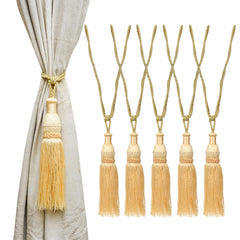 Kuber Industries Tassel Set | Curtain Tie Back Tassel Set | Curtain Holder Tieback | Curtain Tieback | Curtain Holder for Home & Office Dcor | Moti Kit Pit Tassel | Pack of 6 | Cream