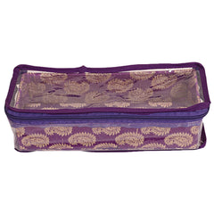 Kuber Industries Brocade Hardboard 1 Rod Bangle Box, Purple,CTKTC0624