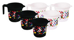 Kuber Industries Disney Team Mickey Print 6 Pieces Unbreakable Strong Plastic Bathroom Mug,500 ML (Black & White) -HS_35_KUBMARTS17175