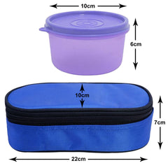Heart Home Food/Microwave Safe 2 Plastic Containers Lunch Box Set with Cover for School/Office (Blue)-50HH01228