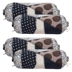 Kuber Industries Bolster Cover|Soft Cotton Bolster Cover Set|Diwan Round Bolster Pillow Covers|Luxurious Circle Print Roll Masand Cover|16x32 Inch|Pack of 4 (Gray)