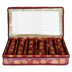 Heart Home Multipurpose Feather Design Laminated 6 Rod Bangle Box/Organizer/Case With Tranasparent Top (Maroon)-47HH0213
