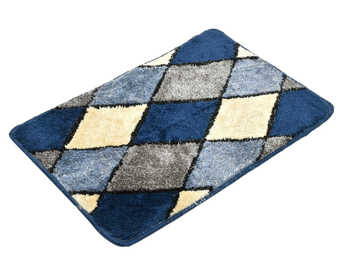Heart Home Rhombus Design Soft, Lightweight Velvet Door Mats for Entry, Patio, Porch, Bedroom, Living Room (Blue)-50HH01090