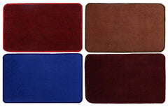 Kuber Industries Microfiber Anti Slip 4 Pieces Bath Mat 22"x14", Red, Blue, Maroon andBrown - CTKTC22034