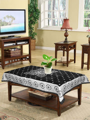 Heart Home Rangoli Printed Velvet 4 Seater Center Table Cover,40"x60" (Black)-44HH0111