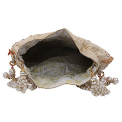 Kuber Industries Silk 1 Piece Women Potli Bag (Gold) -CTKTC07258