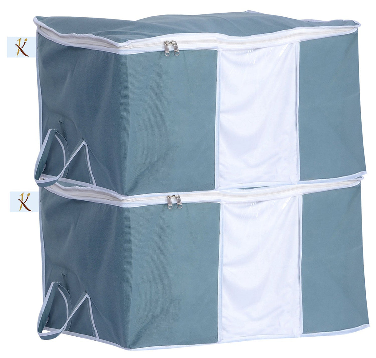 Kuber Industries 2 Piece Non Woven Under Bed Storage Organiser Set, Grey (VARUndb04)