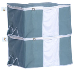 Kuber Industries 2 Piece Non Woven Under Bed Storage Organiser Set, Grey (VARUndb04)