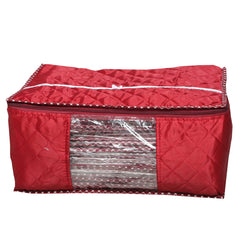 Kuber Industries 3 Piece 3 Layered Quilted Cotton Saree Cover Set, Maroon