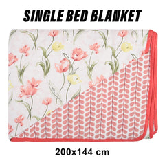 Kuber Industries Blanket | Cotton Single Bed Dohar | Blanket For Home | Reversible AC Blanket For Travelling | Blanket For Summer | Blanket For Winters | Red Flower | White