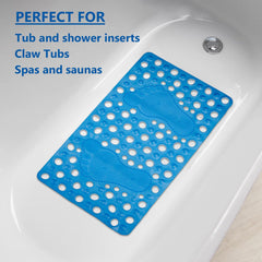 Heart Home Bath Mat | PVC Bathroom Mat | Shower Bath Mat | Hole Bath Tub Mat | Foot Massager Mat | Anti-Skid Shower Mat with Drain Holes | Blue