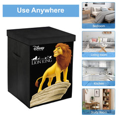 Heart Home Loin King Print Non-Woven Laundry Basket, Clothes Hamper For Laundry Closet, Bedroom, Bathroom With Lid & Handles (Black) 54HH4077.