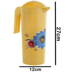 Kuber Industries Flower Design Plastic 8 Pieces Water Jug with Lid with Attractive Brown Print, 2 Litre (Multicolour) - CTLTC43802
