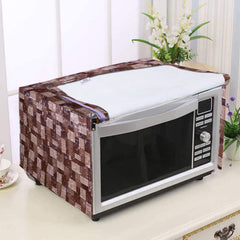 Heart Home PVC Wooden Multicheck Print Microwave Oven Cover for Home & Kitchen 30 LTR. (Brown) 54HH4105.