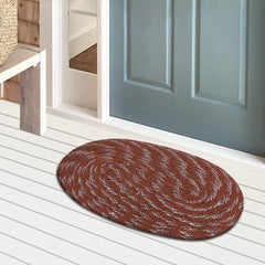 Kuber Industries Cotton Oval Door Mat for Porch/Kitchen/Bathroom/Laundry Room,(Maroon) 54KM3944