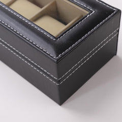 Kuber Industries 6 Slots Watch Organizer|Watch Storage Box For Men & Women|Secure Closer|Wrist Watch Display BoxBlack|