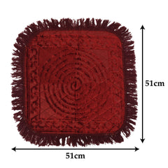 Heart Home Velvet Circle Print Pooja Aasan/Prayer Aasan/Meditation Mat for Home Pack of 2 (Maroon) 54HH4137.
