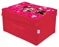Heart Home Non-Woven Minnie Print Flodable Storage Box/Wardrobe Organizer With Lid For Home Decor (Pink) 54HH4224.