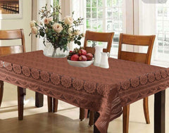 Kuber Industries Circle Design Cotton 6 Seater Dining Table Cover (Brown)- CTKTC032650