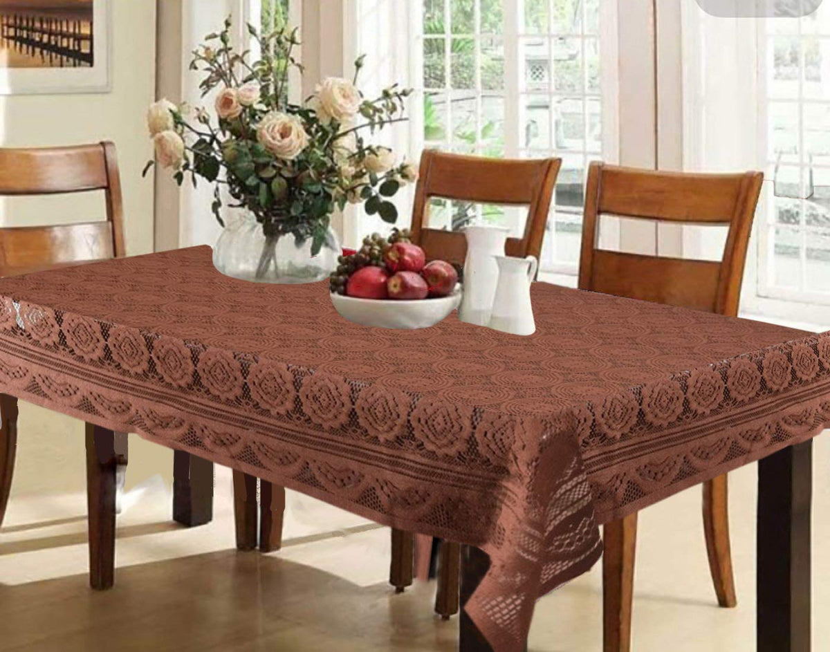 Kuber Industries Circle Design Cotton 6 Seater Dining Table Cover (Brown, CTKTC32649)(Round, pack of 1)
