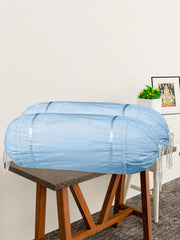 Heart Home Bolster Covers | Cotton Bolster Cover Set | Diwan Bolster Cover Set | Bolster Pillow Cover | Plain Lace Print Masand Cover | 16x32 Inch | Pack of 2 | Sky Blue