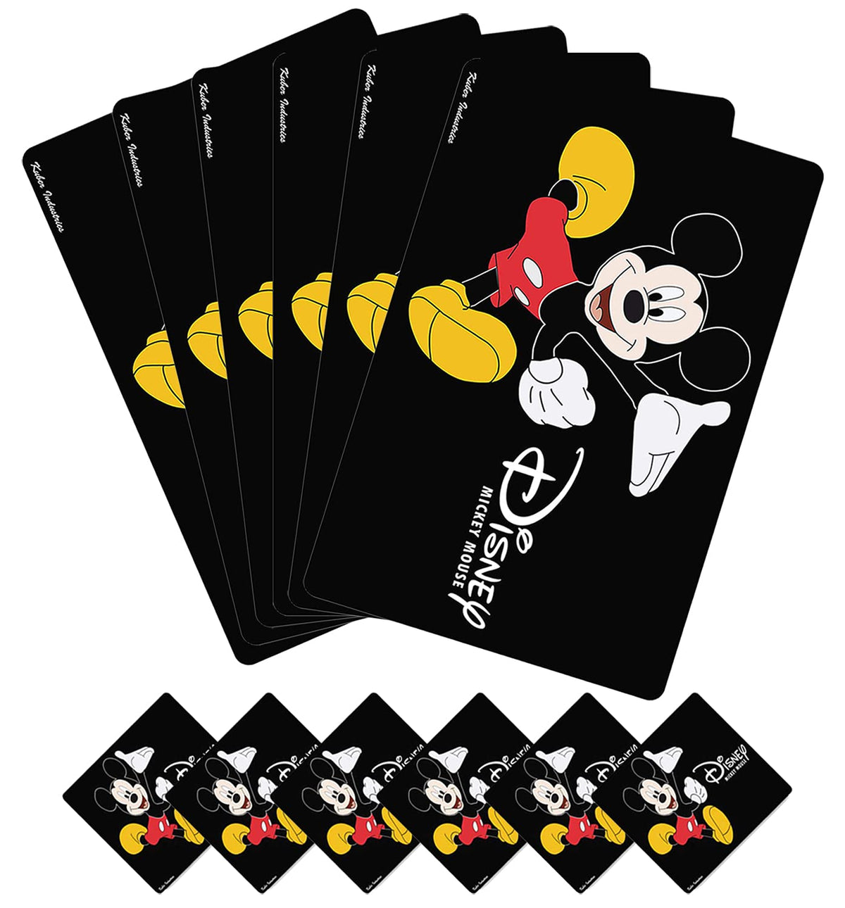 Kuber Industries Disney Mickey Mouse Printed PVC Stain Resistant, Anti-Skid, Waterproof 6 Pcs Placemats with 6 Pcs Tea Coasters Set for Dining Kitchen Restaurant Table, Set of 12 (Black)