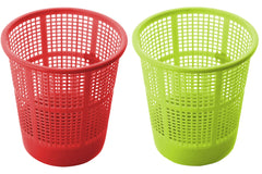Kuber Industries Plastic 2 Pieces Mesh Dustbin Garbage Bin for Office use, School, Bedroom, Kids Room, Home, Multi Purpose, 5 Liters (Green & Red)-KUBMART268