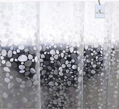Kuber Industries Polyvinyl Chloride Polka Dots Door Curtain with 8 Rings, 7 feet, White