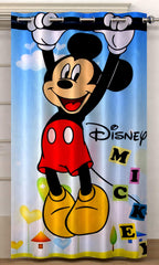 Kuber Industries Disney Mickey Print 2 Pieces Polyester Special Blackout Long Crush Eyelet Door Curtain 7 Feet (Sky Blue)-KUBMART033