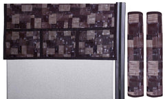 Kuber Industries 3D Checkered Design PVC 1 Piece Fridge Top Cover and 2 Piece Handle Cover (Brown) - CTKTC39711