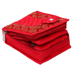 Kuber Industries Portable Jewellery Organizer With 4 Tranasparent Pockets, Set of 2 (Red)-HS_38_KUBMART21225