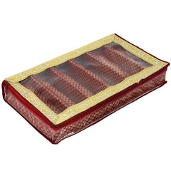 Kuber Industries Polka Dots Design Brocade Hardboard Six Rod Bangle Box (Maroon) -CTKTC038830