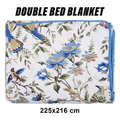 Kuber Industries Blanket | Cotton Double Bed Dohar | Blanket for Home | Reversible AC Blanket for Travelling | Blanket for Summer | Blanket for Winters | Leaf Print | Gray