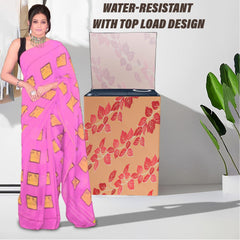 Heart Home Washing Machine Cover | Leaf Print Washing Machine Cover | PVC | Top Load Semi-Automatic Washing Machine Cover | Red