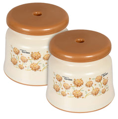 Kuber Industries Round Strong Plastic Stool or Bathroom seat (Cream)- Pack of 2 (F_26_KUBMART016942)