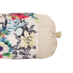 Heart Home Bolster Cover|Polyester Bolster Cover Set|Diwan Round Bolster Pillow Covers|Luxurious Floral Print Roll Masand Cover|Pack of 2 (Cream)