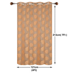 Kuber Industries Leaf Print 7 Feet Cotton Door Curtain for Living Room, Bed Room, Kids Room with 8 Eyelets Pack of 2 (Brown)-50KM01070