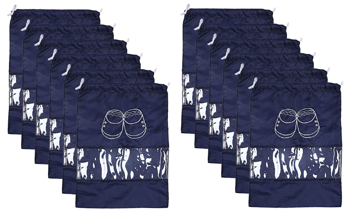 Heart Home Parachute Waterproof 12 Pieces Shoe Cover/Shoe Bag (Blue)- CTHH21986