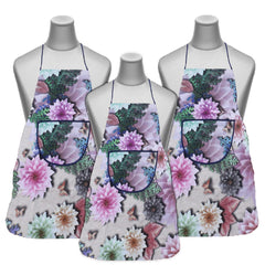 Kuber Industries Apron|PVC Unique Floral Printed Kitchen Chef Cloth|Waterproof Centre Pocket Apron With Tying Cord for Men & Women,Pack of 3 (Multicolor)