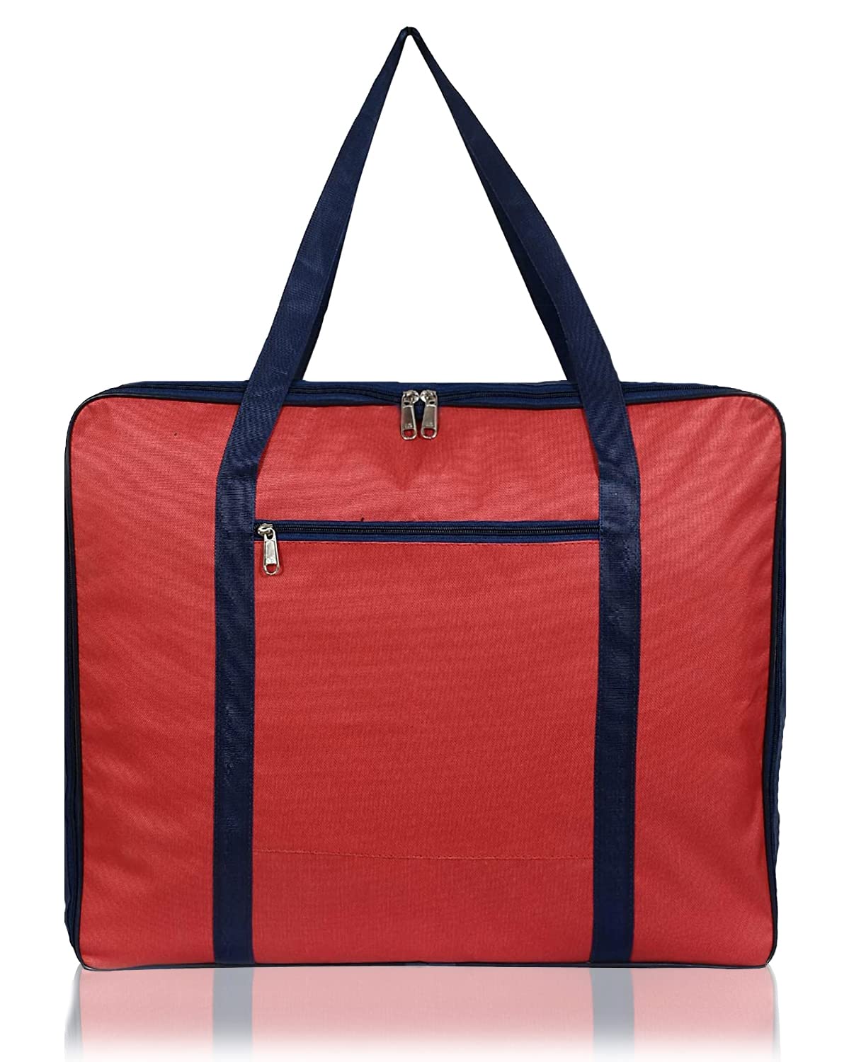 Kuber Industries Large Lightweight Foldable Multipurpose Storage bag, Cloth Organiser, Travel Bag With Zippered Closure And Handle (Red & Blue)-HS43KUBMART26692