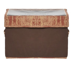 Kuber Industries Wooden Design Foldable Small Non-Woven Storage Box|Tranasparent Lid|Durable Handles|Size 35 x 18 x 22 CM (Brown)-44KM0430, Rectangular